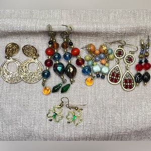 Colorful Fashion Jewelry Hook Earrings Six Pairs Lot